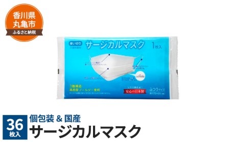 個包装×日本製 サージカルマスク36枚 雑貨 日用品 3層構造 高密度 フィルダー使用 不織布 安い 品質 