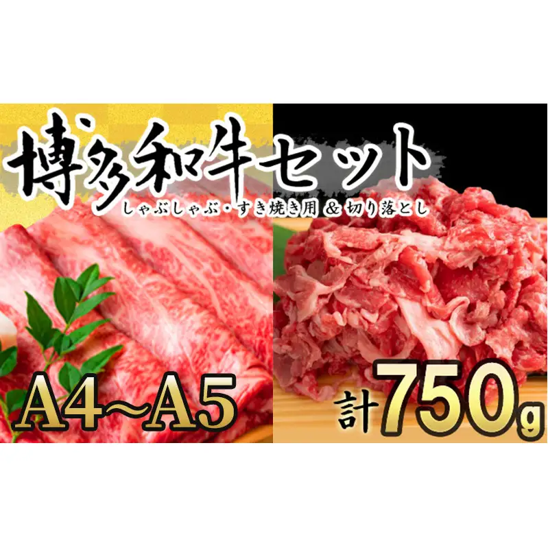 博多和牛 A4～A5 しゃぶしゃぶ すき焼き 750g セット（スライス 250g・切り落とし 500g）配送不可：離島 