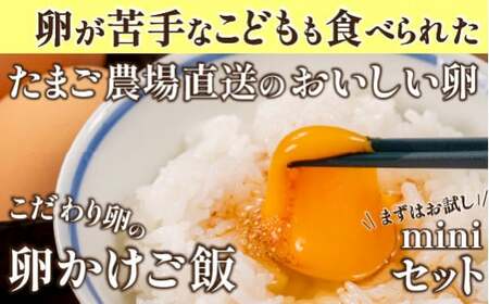 卵が苦手な子どもも食べられた！生臭くないおいしい卵を味わう卵かけご飯ミニセット(卵6個×2P、お米2合×1P、醤油×1本、塩×1P)【お届け日指定可能】／Gbn-B20