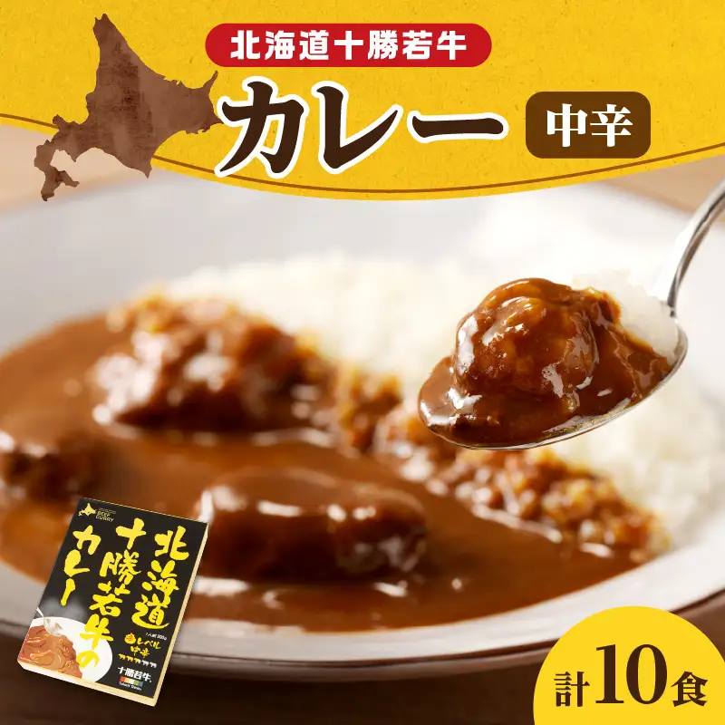 北海道 十勝若牛 の カレー 200g × 10食 【 よしもと47シュフラン2018年度金賞認定 牛肉 ビーフカレー レトルト 簡単調理 贈り物 お取り寄せ ギフト お中元 お歳暮 のし 熨斗 清水町 】_S003-0013