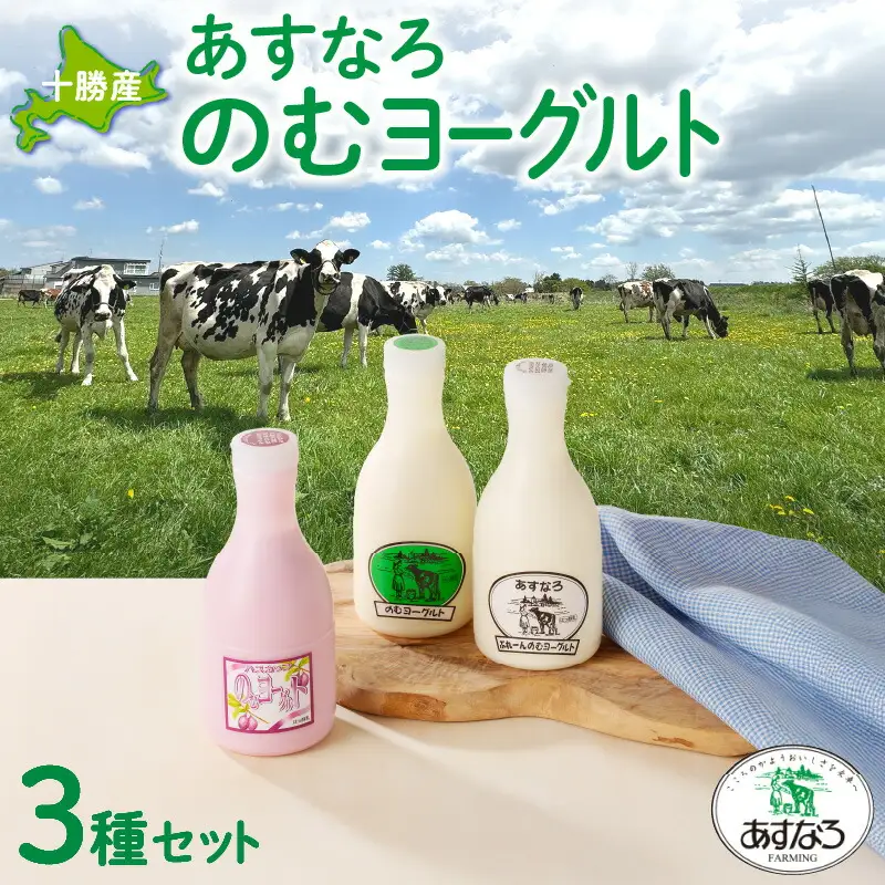 あすなろ 飲むヨーグルト 3種 セット 450ml × 3本【 ノンホモ牛乳 ヨーグルト 乳製品 詰め合わせ ドリンク 飲みやすい ハスカップ プレーン おやつ あすなろファーミング お取り寄せ 北海道 清水町 】_S005-0003