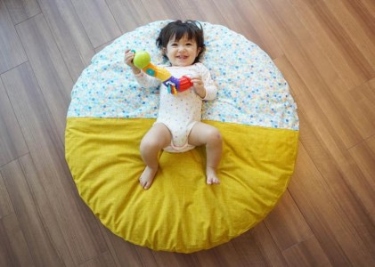 【洛中高岡屋】せんべい座ぶとん （撥水ヌード座布団＆洗えるカバーセット）（宝石ミズ＆菜の花）