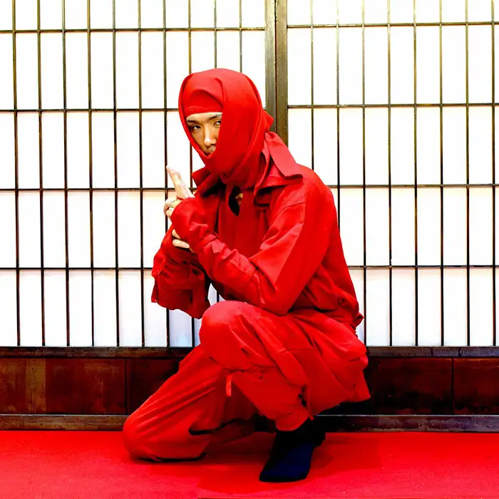 甲賀流忍者衣装 赤 長袖