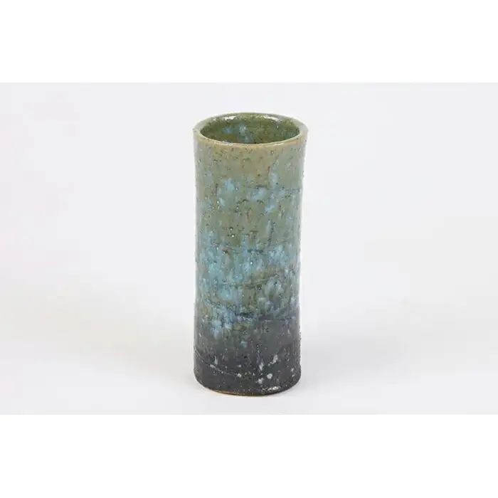 【信楽焼】緑窯変寸胴花入(512-04)