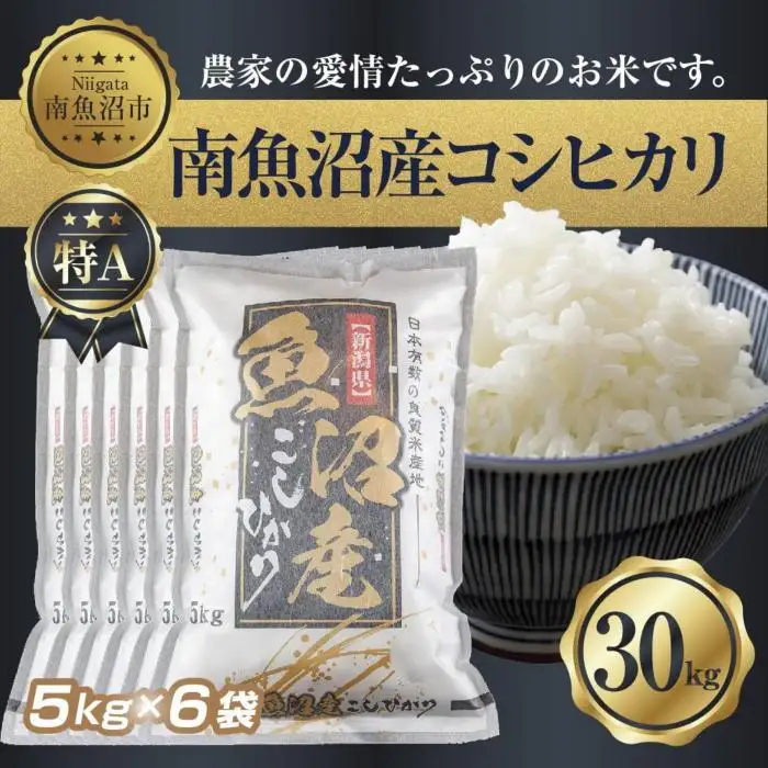 【令和7年産】 新潟県 南 魚沼産 コシヒカリ お米 5kg ×6袋 計30kg（お米の美味しい炊き方ガイド付き）【銘柄米 ブランド米 精米 こしひかり コシヒカリ 魚沼産 新潟米 産地直送 お米 米 こめ コメ ご飯 御飯 ごはん】