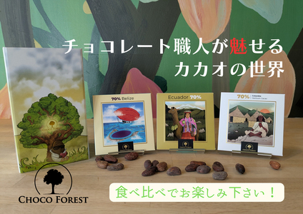 [カカオ70% ビーントゥバー チョコレート3種] 大人気のシングルオリジン食べ比べ [1181]
