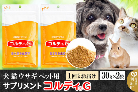 犬 猫 ウサギ いつものエサにプラス！ペット用サプリメント(コルディG) 30g×2袋 冬虫夏草 パウダー 粉末