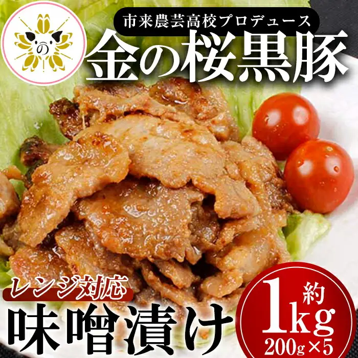 金の桜黒豚味噌漬け(約1kg)レンジ対応 ! いちき串木野産黒豚 高校生が丹精込めて育てた黒豚 【00-057-34】