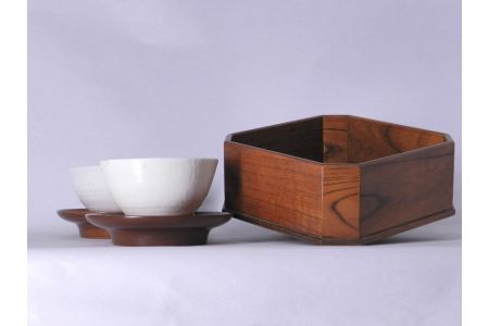 140-2　欅　縁高　茶托セット
