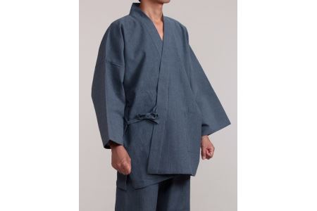 作務衣 (選べるカラー・サイズ) 綿麻楊柳 作務衣 榛地織物