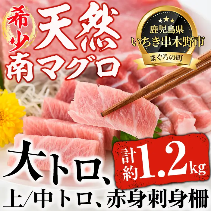 天然南マグロ刺身極上セット 約1.2kg【00-019-04】