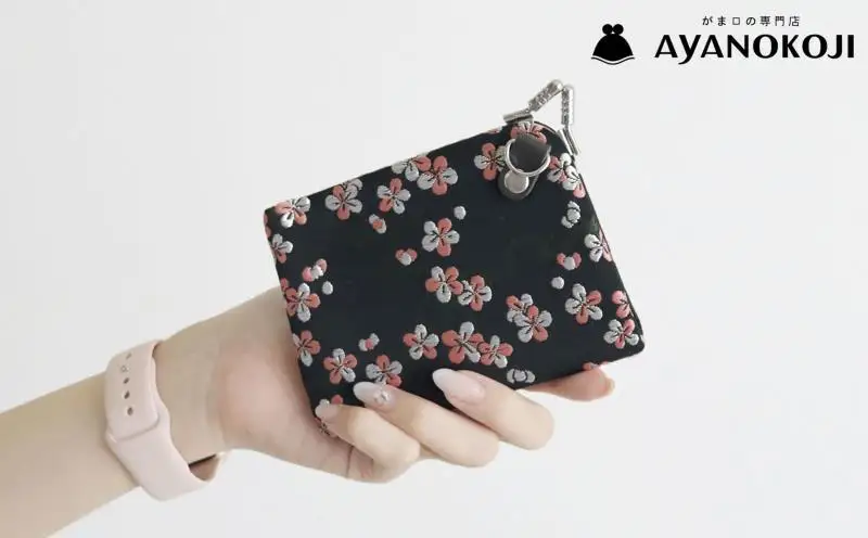 【AYANOKOJI】天溝がま口ウォレット(流花 黒)| がま口専門店 雑貨 人気ブランド