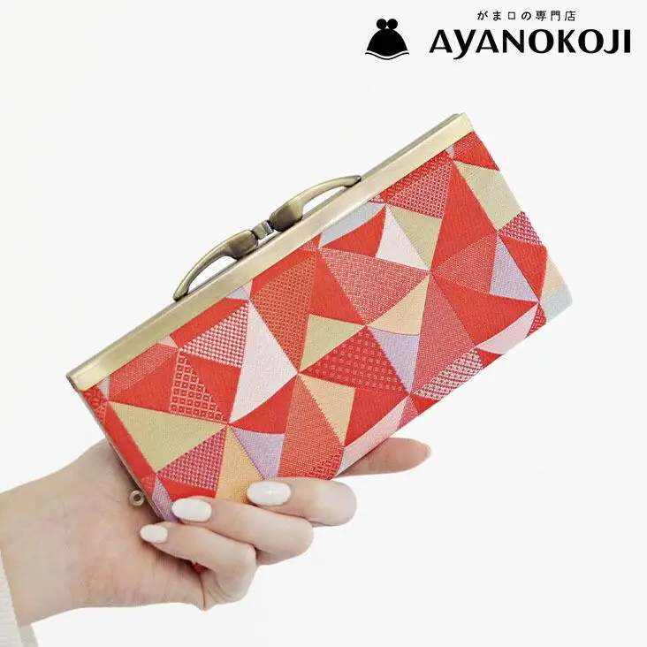 【AYANOKOJI】復刻型がま口長財布(帯地風車柄　赤)| がま口専門店 雑貨 人気ブランド
