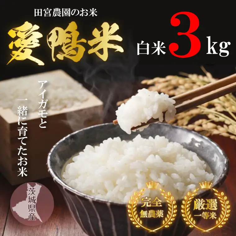 L-6 アイガモと一緒に育てたお米「愛鴨米・白米」3kg