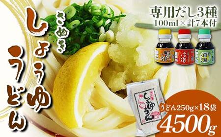 さぬき醤油うどん (4500g) 専用だし3種付 セット さぬきうどん 讃岐 うどん ぶっかけ 釜揚げ 釜玉 だし だし醤油 麺 名物 ご当地 グルメ 食品 四国 F5J-331