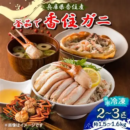 兵庫県香住産 釜茹で香住ガニ(紅ズワイガニ)2～3匹入り(約1.5～1.6kg)〈冷凍〉【配送不可地域：離島】【1332875】