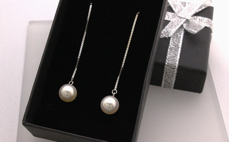 真珠 チェーン ピアス 7.5mm シルバー925 SV Yamashita-Pearl アクセサリー ネックレス アコヤ真珠 本真珠 akoya パール ファッション カジュアル 慶事 結婚式 卒業式 入学式 お祝い ギフト 贈り物 国産 愛媛 宇和島 A037-021002