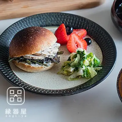 小石原焼 カネハ窯 飛び鉋プレート【特大】(茶マット) AA33