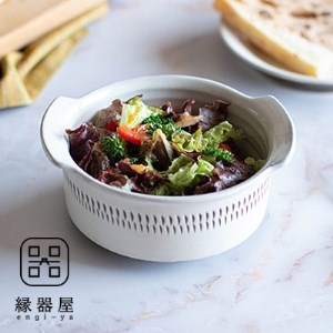 小石原焼 カネハ窯 飛び鉋グラタン皿(白ツヤ×M) AA41