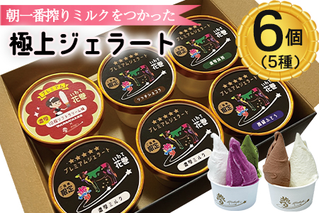 花巻発！極上ジェラート6個セット 120ml×厳選5種類 【1333】