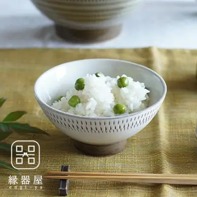 小石原焼 カネハ窯 飛び鉋飯碗 小(フチ飛び鉋) AA96