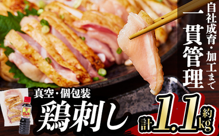 a832 ＜2026年11月中に発送予定＞ 鶏刺し 鳥刺し 約1.1kg さしみしょうゆ付き 【中村鶏肉店】