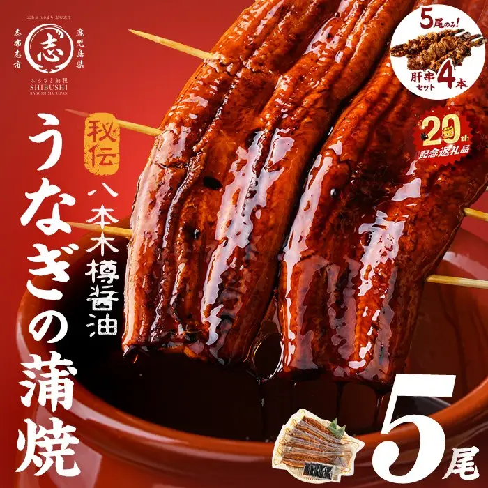 うなぎ 蒲焼 5尾 八本木樽 鰻 (計800g以上) うなぎセット 【ポータル限定】 b5-192-km
