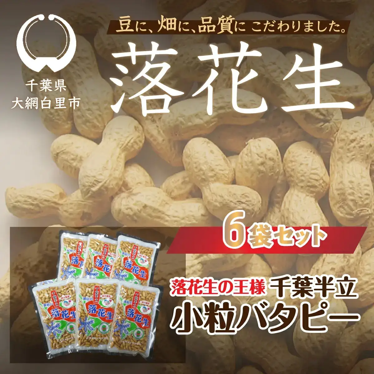 千葉県 大網白里市産 落花生小粒バターピー6袋セット