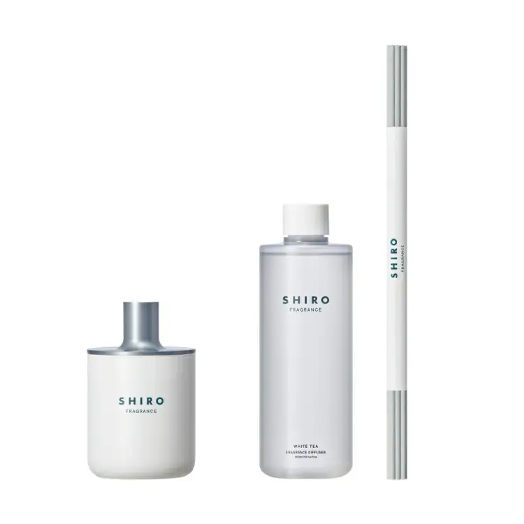 SHIRO　ホワイトティー フレグランスディフューザーキット(容器+詰め替え用リキッド+スティック 3点セット) 300mL 3ヶ月目安　[01508]