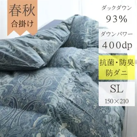 春夏秋3シーズン使える肌掛ヨーロッパ産ダウンパワー400(上質ダウン93%0.8kg)シングル_雑貨・日用品 布団 寝具 _【1128335】