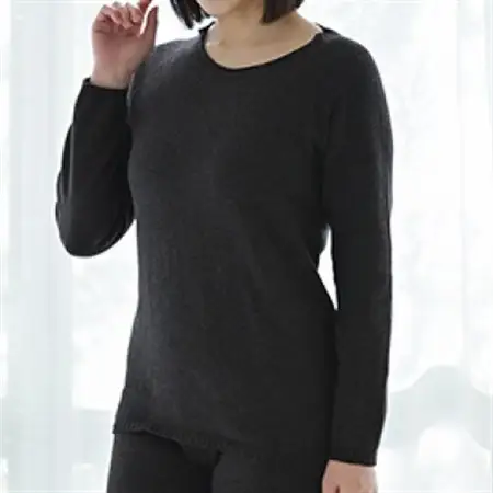 日本製 オーガニックコットン インナー 天然繊維 無縫製 8分袖 チャコール (883-7221)_装飾品・工芸品  洋服 _【1088677】