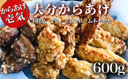 【からあげ壱気】大分 からあげ 600g(モモ、とりトロ、ムネ、ずり、手羽先) | 豊後高田市