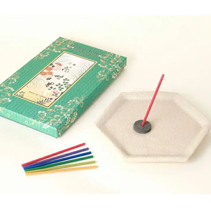 【香老舗 松栄堂】六種花世界 (スティック/六角香皿 白)　 [ 京都 老舗 線香 香皿 香立 人気 おすすめ おしゃれ お香 ギフト プレゼント お取り寄せ 通販 送料無料 ふるさと納税 ]