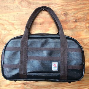 11-61BR　【SUWAプレミアム】FIRE HOSE PRODUCTS　ボストンバック　ブラック（M）（パイピングカラー：茶）／バッグ ブラック メンズ ボストン 旅行 鞄 カバン 信州 諏訪
