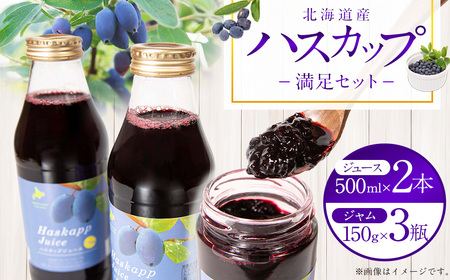 A059 ハスカップ 満足セット ハスカップ ジュース 500ml×2本 ハスカップ ジャム 150g×3瓶 北海道 鷹栖町 ハスカップ ジャム ハスカップ ジュース 