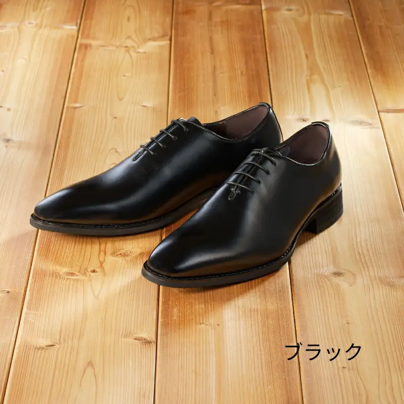 【匠の靴】超軽量＆履き心地抜群な本革ビジネスシューズAF-02(サイズ：24.5cm、カラー：ブラック)_0019-002-T03-1-1