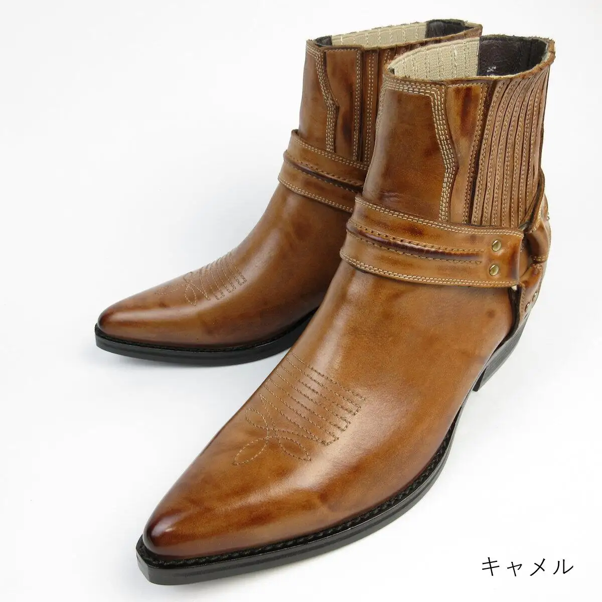 【浅草の靴】テキサスビレッジ 本革ウエスタンブーツ[5535](サイズ：26.0cm、カラー：キャメル)_0045-002-T03-3-4