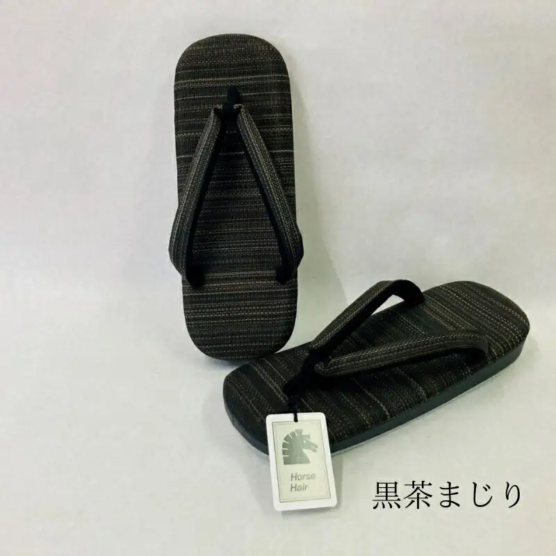 高級ホースヘアー和装草履【紳士】(カラー：黒茶まじり)_0102-002-T03-2