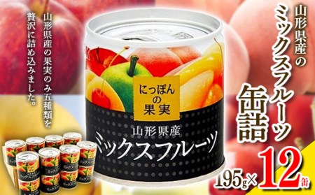国分 にっぽんの果実 山形県産ミックスフルーツ 缶詰 195g×12缶 F2Y-4768