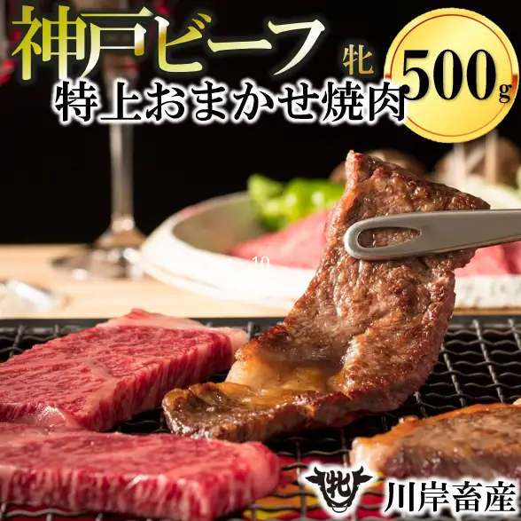 【神戸牛 牝】特上 焼肉おまかせセット:500g 川岸畜産 【冷蔵】【7営業日以内に発送】(kawagishi-26)