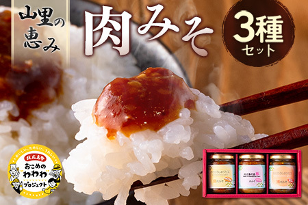 肉みそ 山里の恵み3種セット 豚肉 猪肉 鹿肉_KI044_001