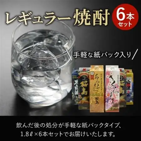 紙パック入 レギュラー焼酎 1.8L×6本セット【1186270】