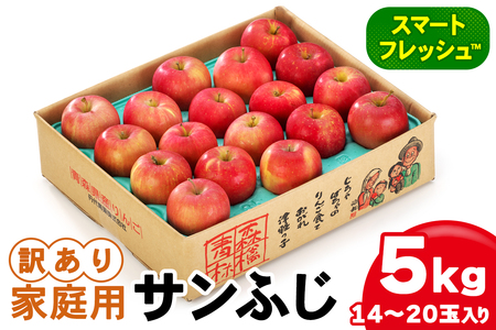 家庭用 りんご サンふじ スマートフレッシュ™ 5kg (14玉から20玉入り 5kg 1箱) 見た目にわけあり 味はそのまま [0795]