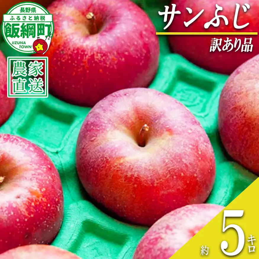 りんご サンふじ 訳あり 5kg ファームたんぽぽ 沖縄県への配送不可 2026年12月上旬頃から2027年1月下旬頃まで順次発送予定 令和8年度収穫分 信州 果物 フルーツ リンゴ 林檎 長野 予約 農家直送 長野県 飯綱町 [1473]