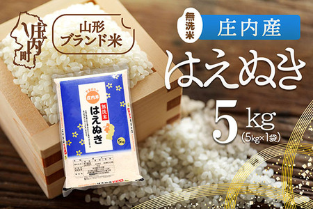 庄内産 はえぬき 無洗米 5kg 令和7年産 2025年産 ブランド米 米 国産 単一原料米 山形 庄内平野 コシヒカリの原点、亀の尾発祥の地 庄内