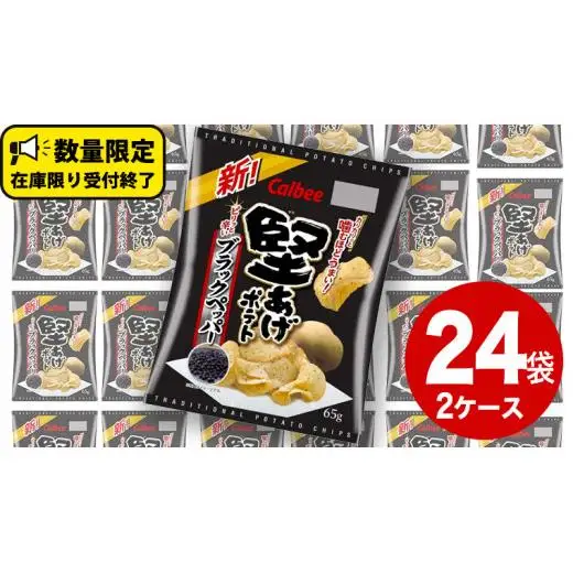 カルビー 堅あげポテト ブラックペッパー 65g × 24袋 ( 2ケース )