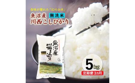 【定期便／3ヶ月】無洗米 魚沼産川西こしひかり5kg お米 コシヒカリ 魚沼産コシヒカリ 魚沼産こしひかり 