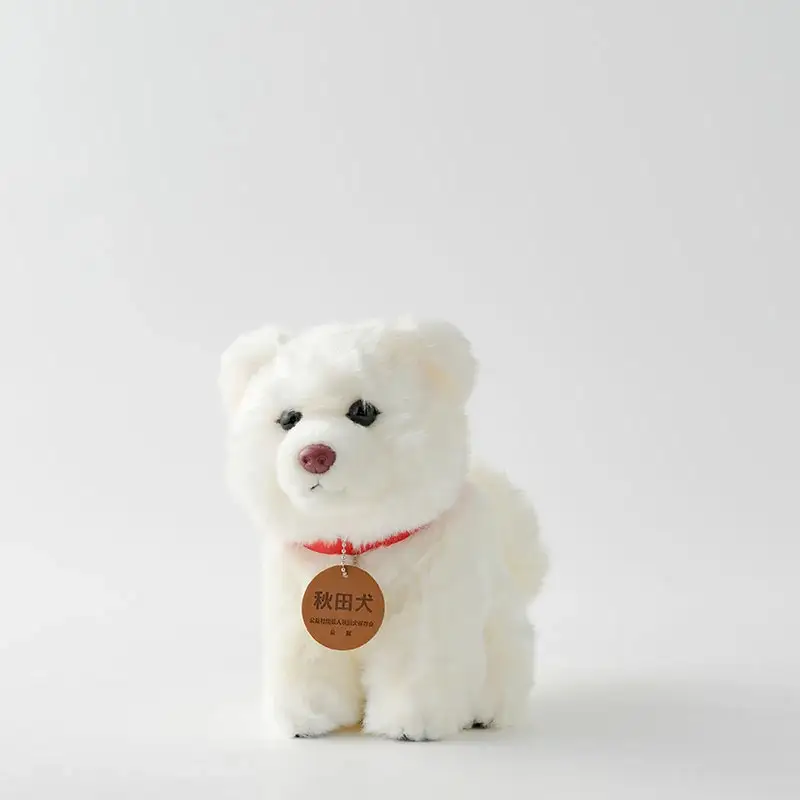 65P7305 秋田犬白毛(鼻ピンク)ぬいぐるみ　座りＭサイズ