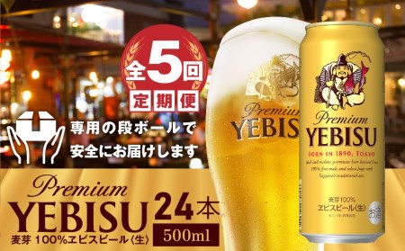 『定期便：全5回』ヱビスビール500ml×24本【300070223905】