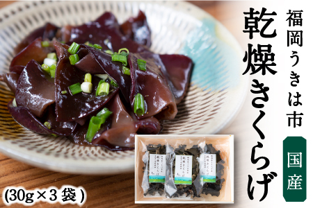 うきはきくらげ研究会 乾燥きくらげ (30g×3袋) きくらげ うきは市